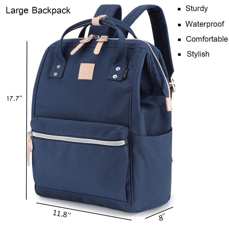 himawari Large Travel Backpack with Laptop Compartment 17 Inch Roomy Doctor Bag College backpack for Women&Men-Not include USB Port(1882-Navy blue+) - Image 2